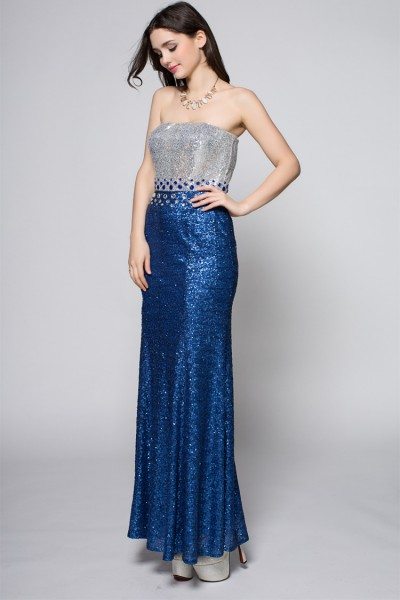 sequin blue gown