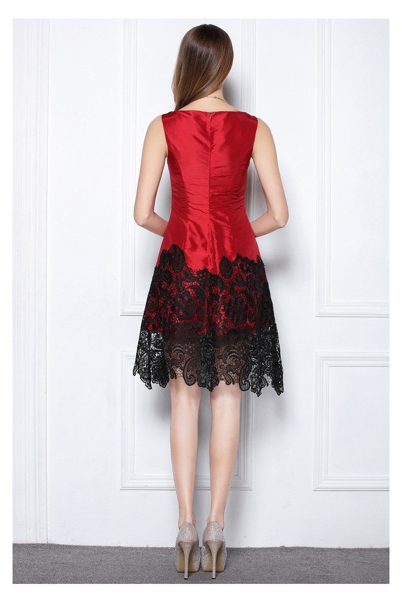 Red And Black Lace Taffeta Short Dress 705 Dk376