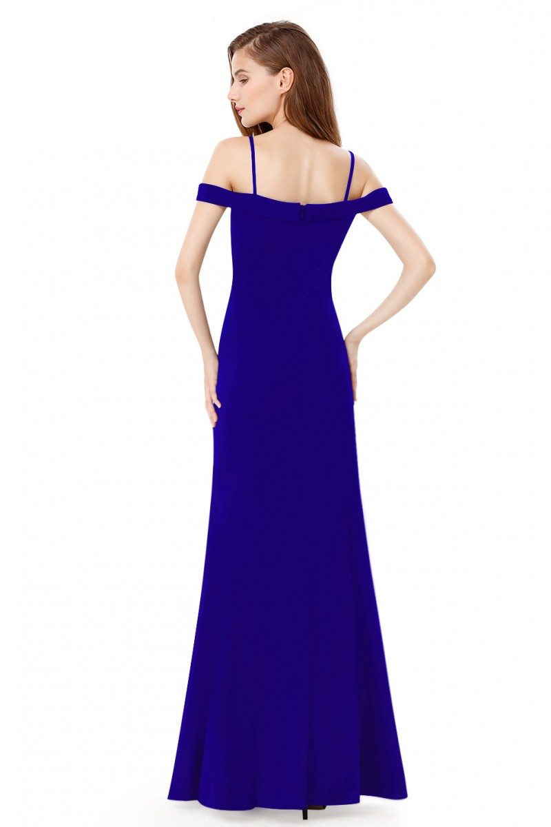 Royal Blue Off The Shoulder Sleeveless Long Evening Party
