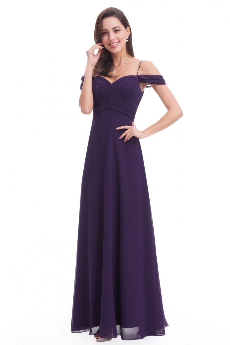 Dark Purple Chiffon Long Evening Prom Dress - $55.46 # ...