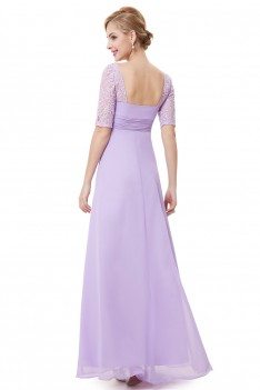 dress lace evening sleeve bridesmaid chiffon sleeves half lavender short dresses royal prom sheprom lilac length floor sexy reduced