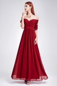 sweetheart neckline burgundy gown shoulder evening sheprom