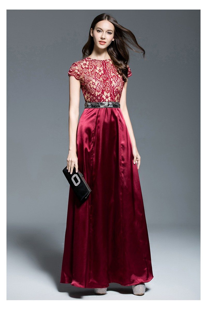 burgundy lace gown