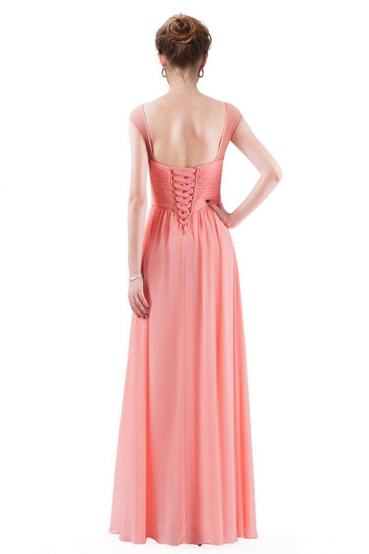 Peach Simple Corset Back Long Evening Dress 52.64 EP08863PE