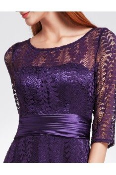prom sleeve lace half purple dark dress sheprom