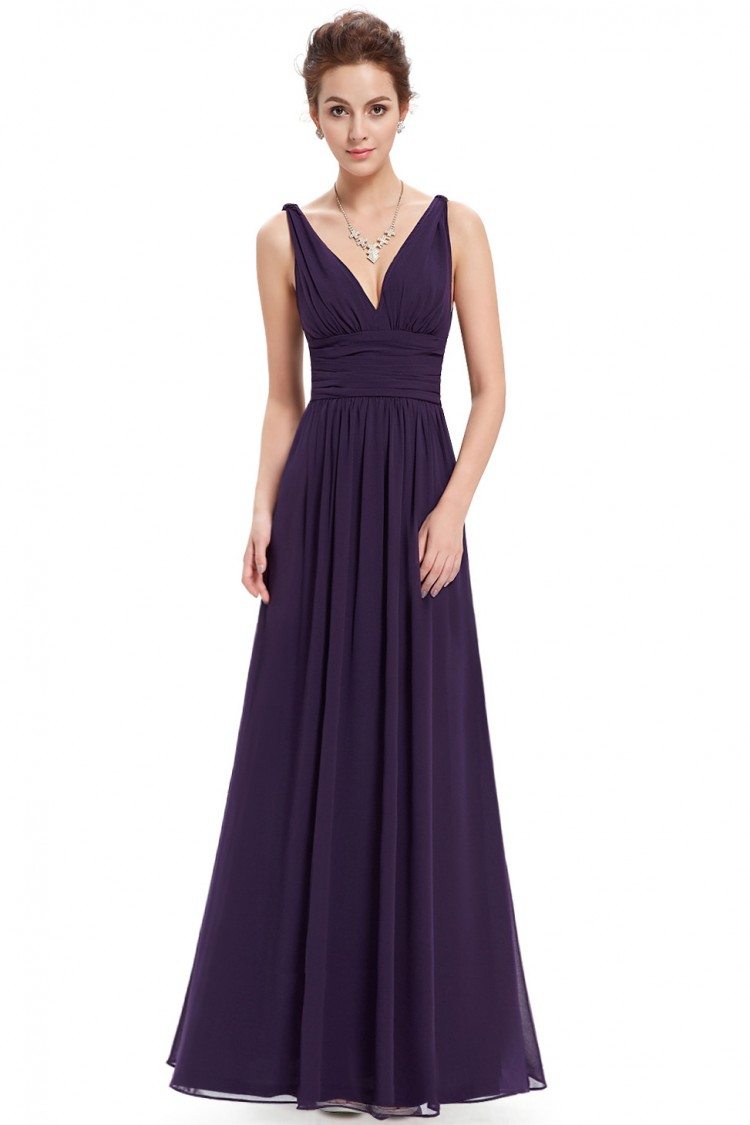 purple chiffon evening gown