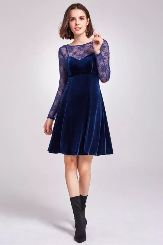 cocktail and party long sleeve velvet dress