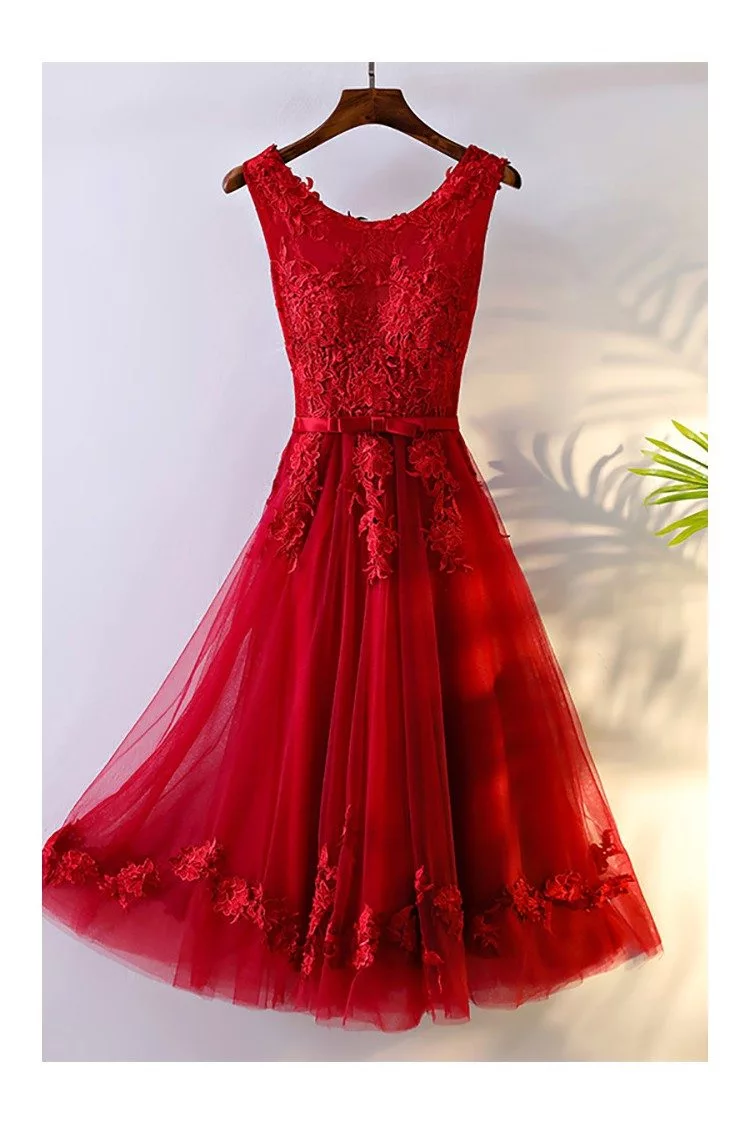 red lace bridal party dress