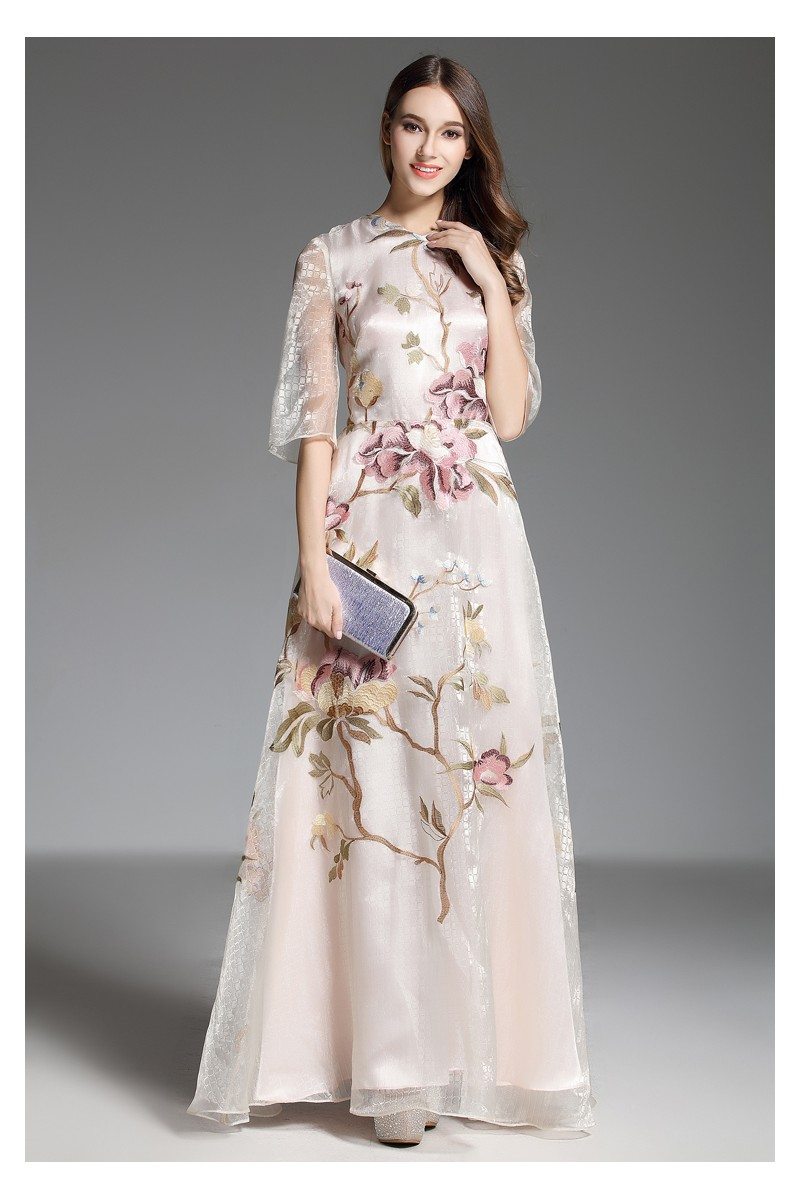 organza floral long frocks