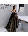 Champagne With Black Ballgown Prom Dress Vneck With Straps - AM79117