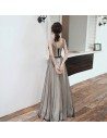 Pretty Black Tulle Vneck Long Prom Dress With Flowers - AM79036