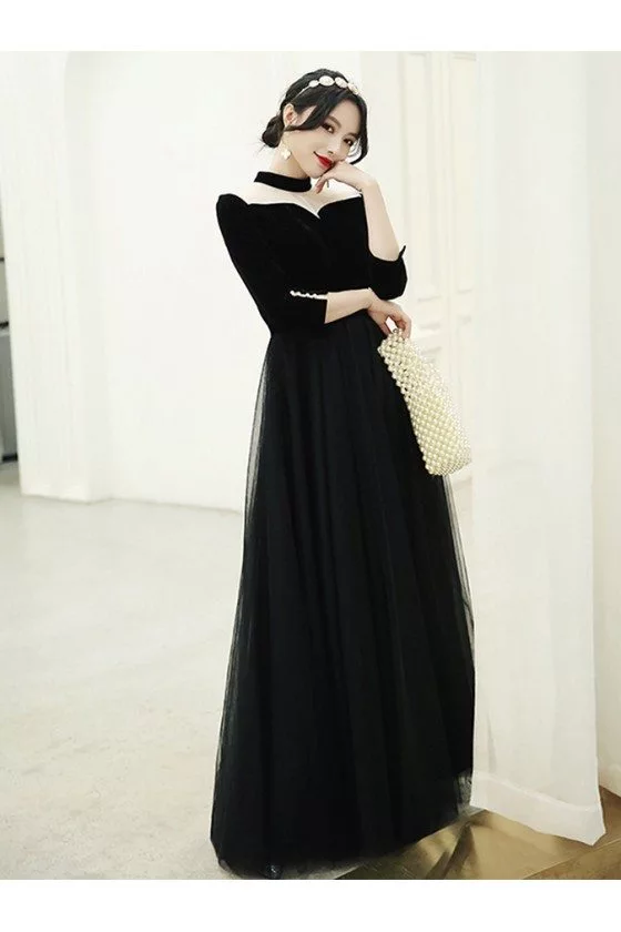 dark navy bridesmaid dresses Blue A-Line V-Neck Straps Floor-Length Ch Hush Puppies Nero Lace Size:2 US / 36 EU collection_primavera-couture_Primavera Couture