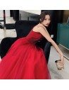 Red Burgundy Tulle Two Tone Cheap Prom Dress With Straps - AM79141