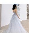 Sparkly Sequins Top Strapless Long Tulle Prom Dress With Laceup - AM79122