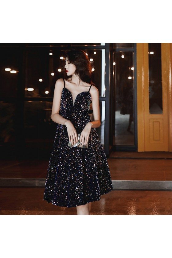 Sparkly Sequins Spaghetti Straps Prom Dresses, Shinning Evening Dresses PL410