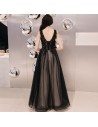 Formal Black Tulle Vneck Party Prom Dress Floor Length - AM79140
