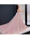 Rose Pink Satin With Tulle Ballgown Formal Dress With Spaghetti Straps - AM79120