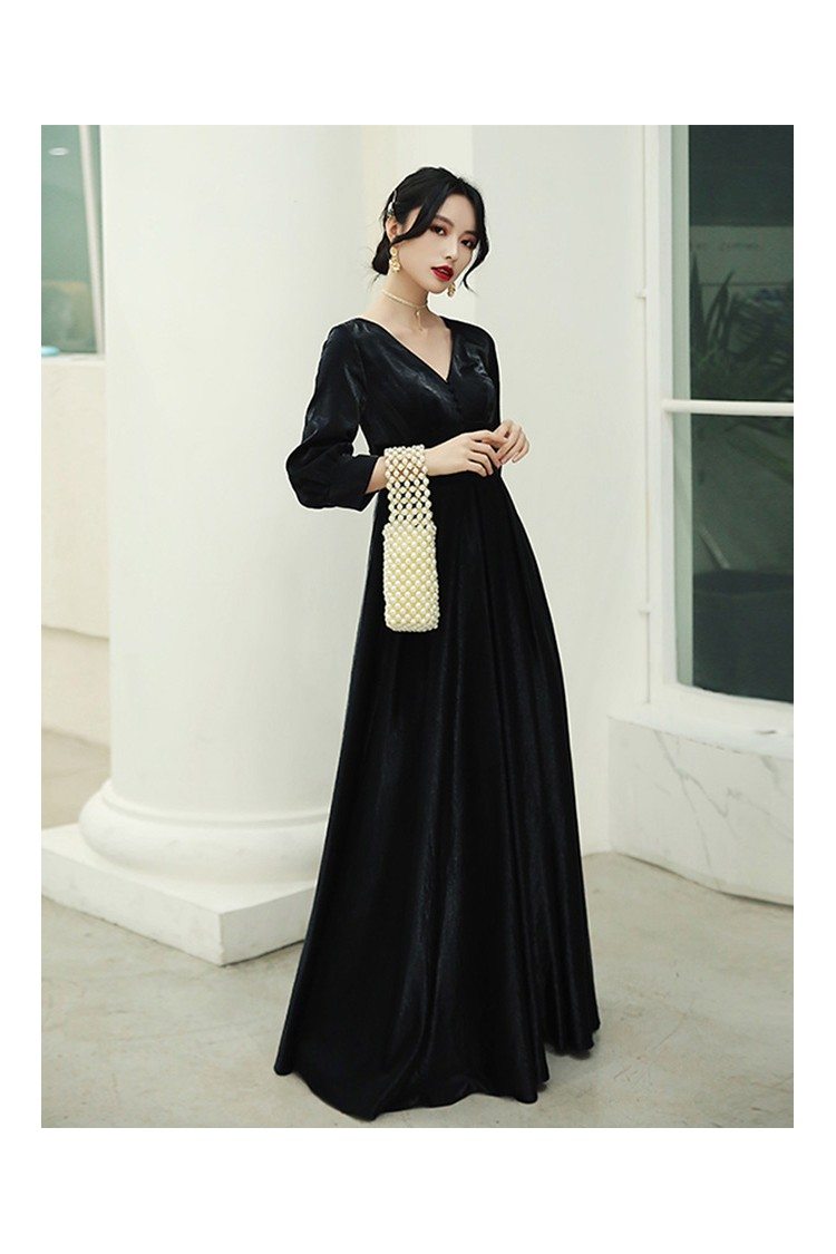 Camille Velvet Embellished Bows Long Dress in Black – SALONI