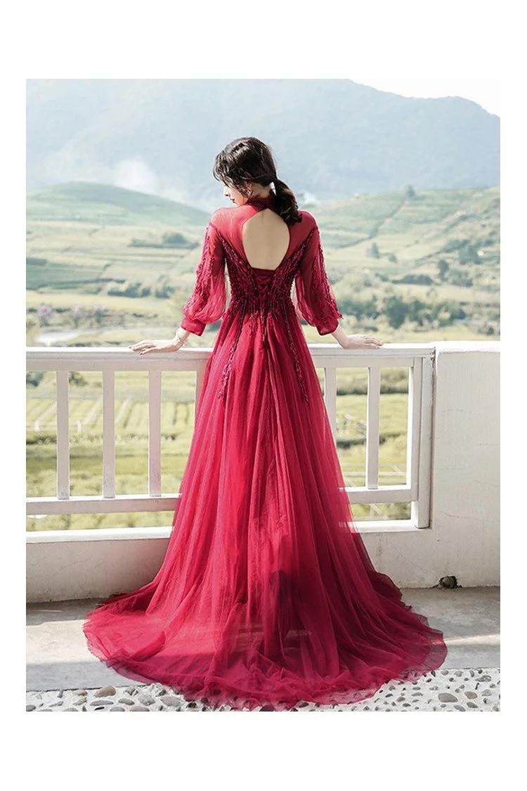 Evening Gowns Robe De Soiree Sequined Red Party Dress One Shoulder Long  Formal Gown Sleeves Slit Folds Pageant Dresses Z217 - China Evening Party  Dress and Cocktail Dress price | Made-in-China.com