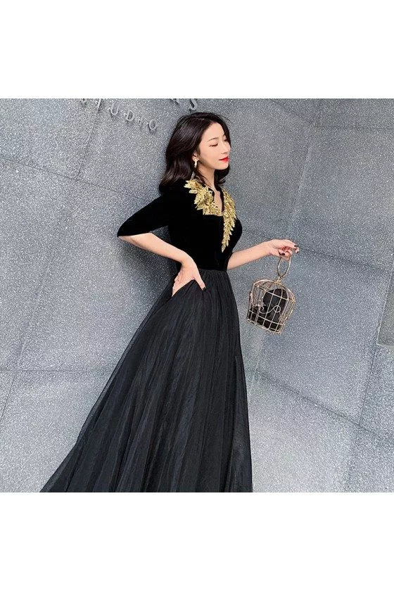 blue floral applique dress Boat Neck Cap Sleeve Gown Size:(US 12-14)L Occasion:Concert Womens Mesh Dresses &