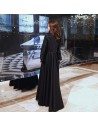 Classy Long Black Aline Evening Dress With Flare Long Sleeves - AM79020