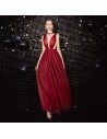 Beaded Illusion Vneck Sparkly Red Prom Dress With Keyhole Back - AM79078