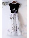 Special Midi Black White Party Dress With Embroidery - MYS69045