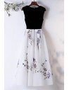 Special Midi Black White Party Dress With Embroidery - MYS69045