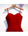 Sweetheart Burgundy Red Pleated Long Party Dress With Straps - MYS68078