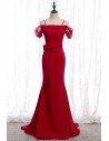 Formal Long Evening Mermaid Dress Burgundy Red Satin With Straps - MYS78072