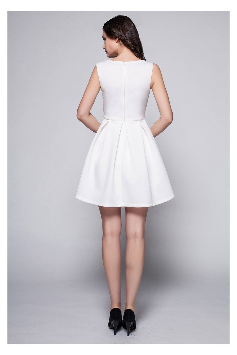 Round Neck Sleeveless Short Dress - $65 #DK244 - SheProm.com