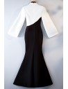 Formal Long Black And White Mermaid Dress With Suit Long Sleeve - MYS68052