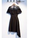 Casual Black Asymmetrical Little Black Party Dress With Sleeves - MYS69028