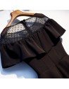 Casual Black Asymmetrical Little Black Party Dress With Sleeves - MYS69028