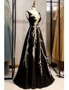 Formal Long Black Evening Dress With Unique Embroidery Sequins - MYS78054