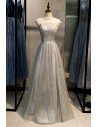 Long Grey Silver Sequins Prom Dress Sparkly With Bling - MYS79042