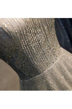 Long Grey Silver Sequins Prom Dress Sparkly With Bling - MYS79042