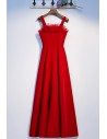 Red Simple Long Aline Party Dress With Straps - MYS69032