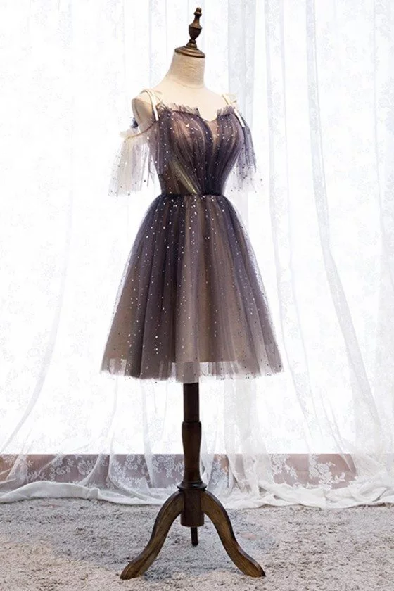 Cute Short Tulle With Lace Party Dress c3172