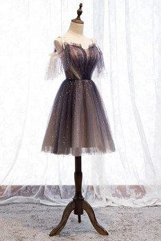 Cute Short Tulle Bling Party Dress With Straps - MYS67008
