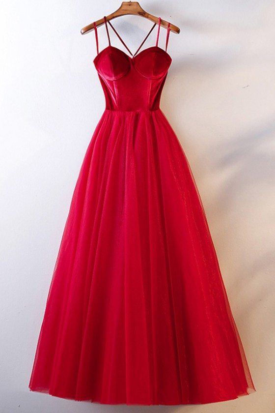 Red Corset Back Prom Party Dress 