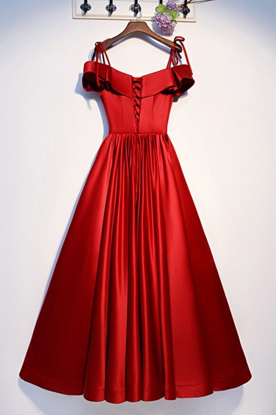 Cute Ruffles Burgundy Satin Aline Prom Dress With Straps - $128.9808 # ...