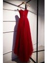 Burgundy Aline Long Tulle Party Dress With Corset Top - MYS79039