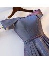 Ombre Blue Purple Long Aline Prom Dress With Off Shoulder - MYS68025