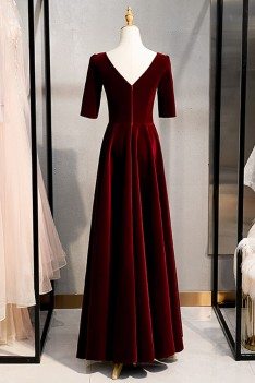 Maroon Long Red Vintage Formal Velvet 