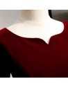 Maroon Long Red Vintage Formal Velvet Dress With Sleeves - MYS79067