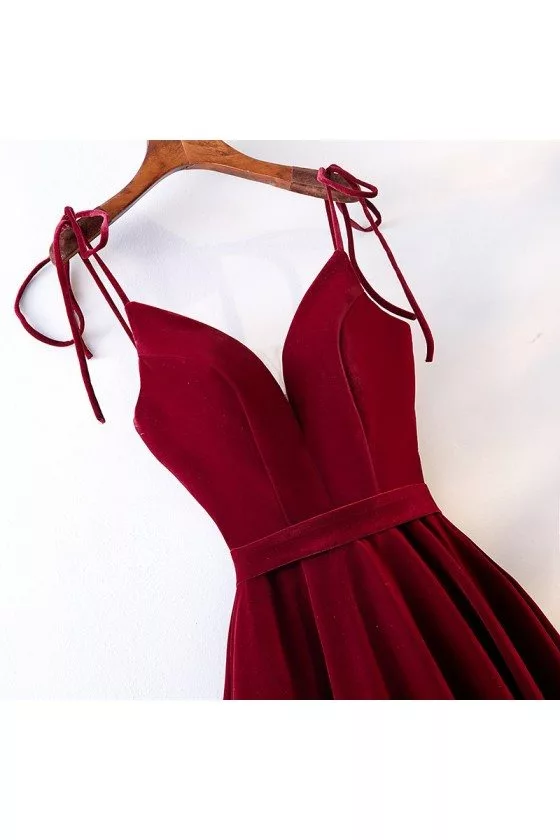 burgundy velvet homecoming dresses Burgundy Velvet Prom Dresses Puffed Sleeve Formal Dresses 21342 Custom Colors / 20W main image 1