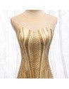 Sparkly Long Gold Tulle Prom Dress With Keyhold Back - MYS69099