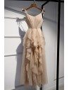 Champagne Long Tulle Special Occasion Dress With Ruffles - MYS79038