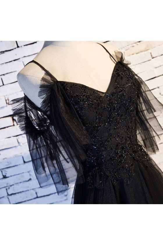 Beaded Lace Long Black Formal Prom Dress With Train - $136.98 #MYS68047 - SheProm.com Beaded Lace Long Black Formal Prom Dress With Train - $136.98 #MYS68047 - SheProm.com